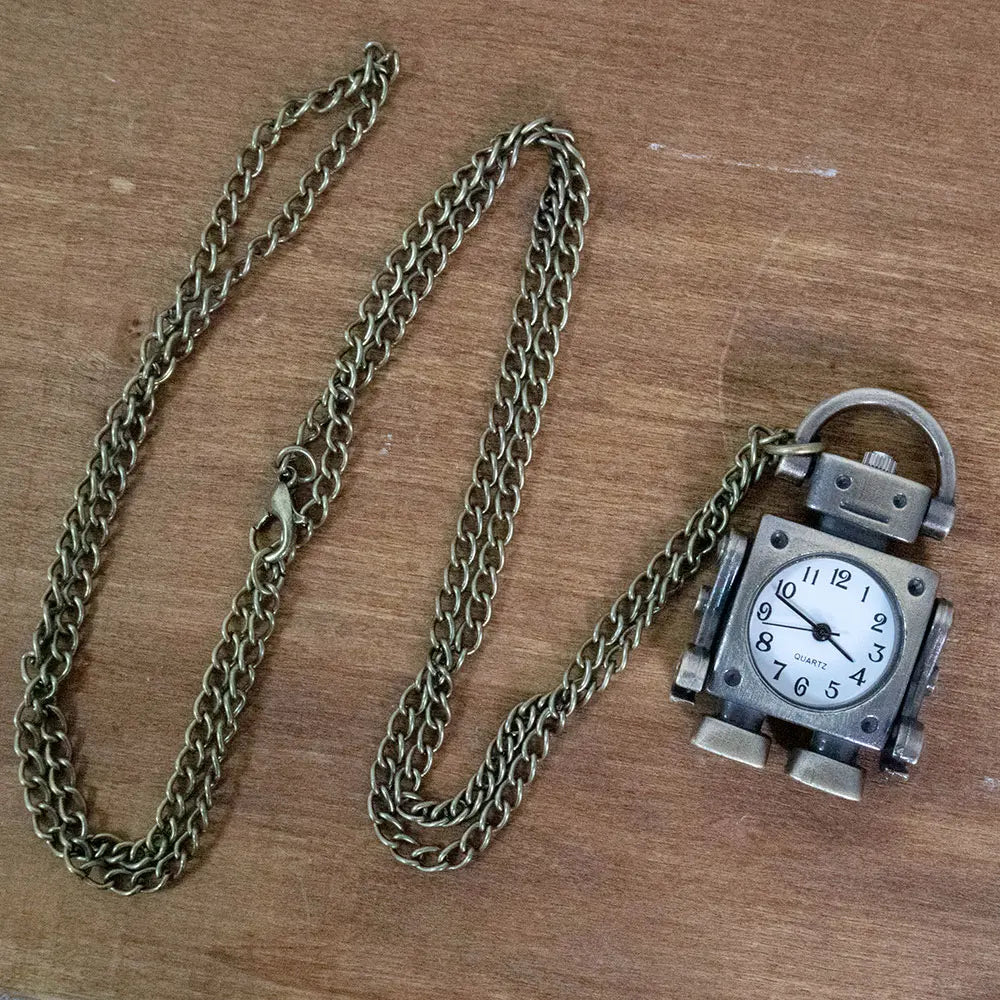 Robot Quartz Pocket Watch - Cool Round Dial with Arabic Numerals for Students and Collectible Gifts