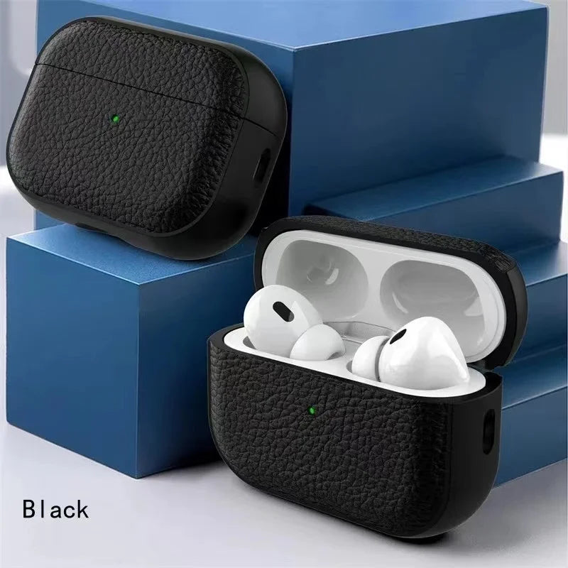 Leather Texture Case for Apple AirPods 1–4 & Pro — Protective Wireless Earphone Cover Anti-Lost