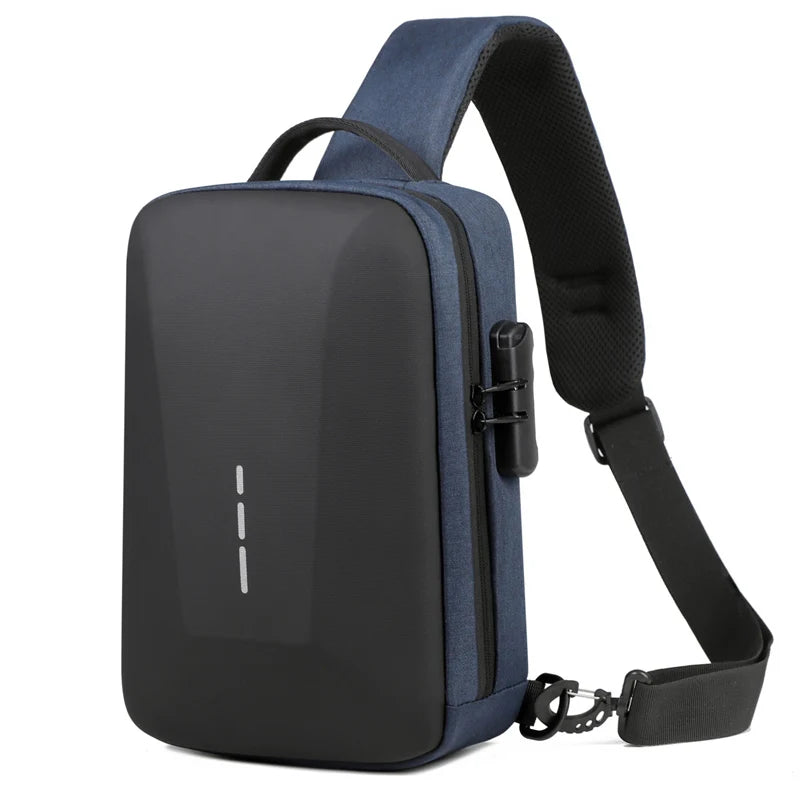 Anti-Theft Combination Lock Chest Bag with USB Charging Port β Men's Fashion Crossbody Travel Shoulder Bag