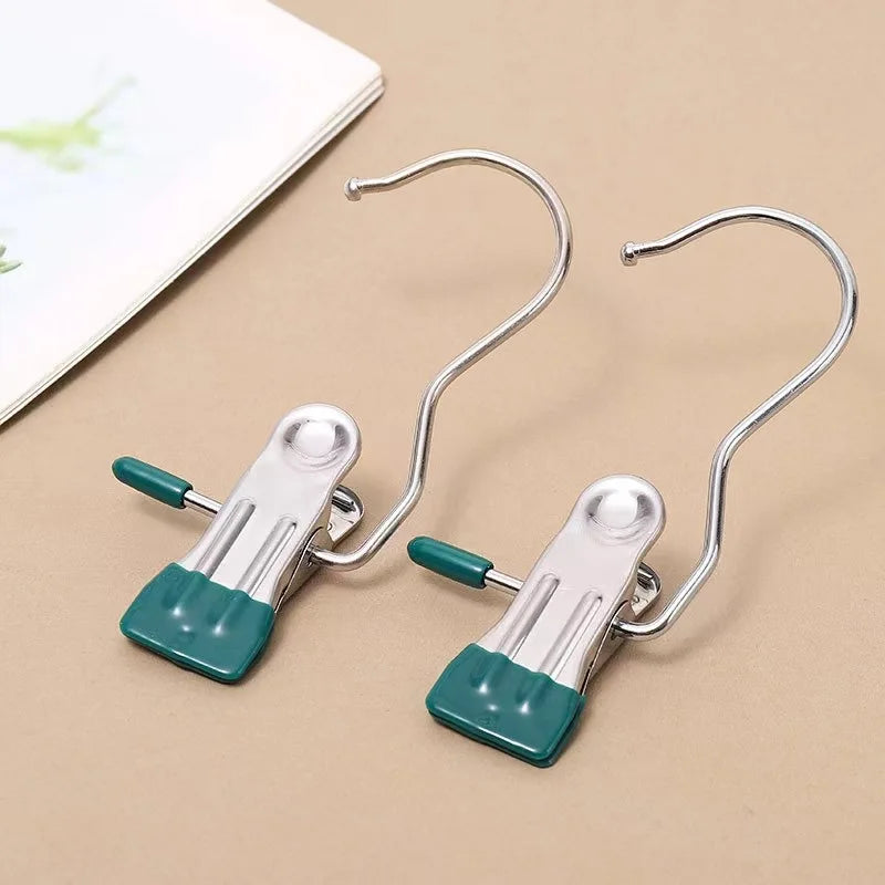 Stainless Steel Clothespins with Hook – Portable Laundry Organizer for Efficient Clothes Management & Hanging