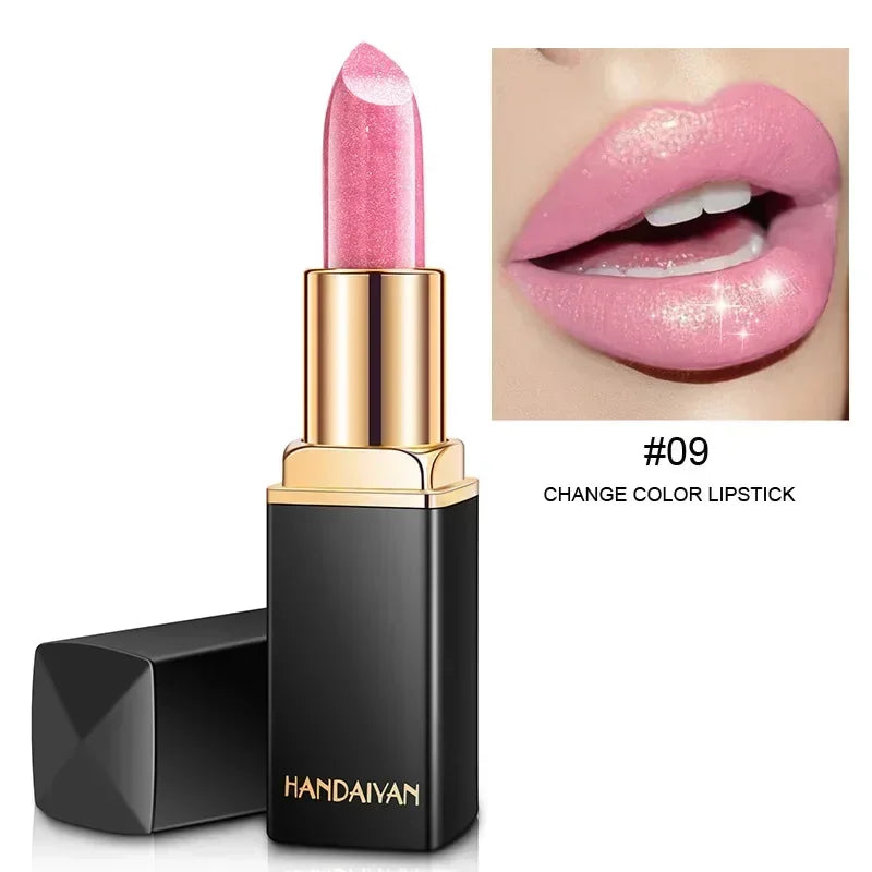 Professional Brand Lipstick – Waterproof, Long-Lasting Nude Pink & Mermaid Shimmer, Luxury Makeup Cosmetic