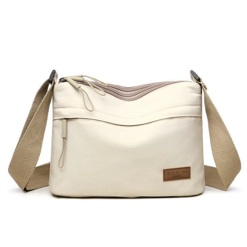 High-Capacity Canvas Crossbody Bag - Multi-Pocket Shoulder Purse for Women and Everyday Shopping