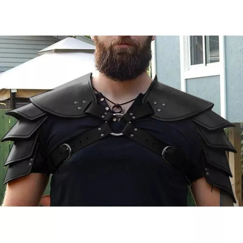 Medieval Steampunk Viking Armor β PU Leather Adjustable Shoulder & Arm Guards for Men & Women, LARP Cosplay Warrior Costume
