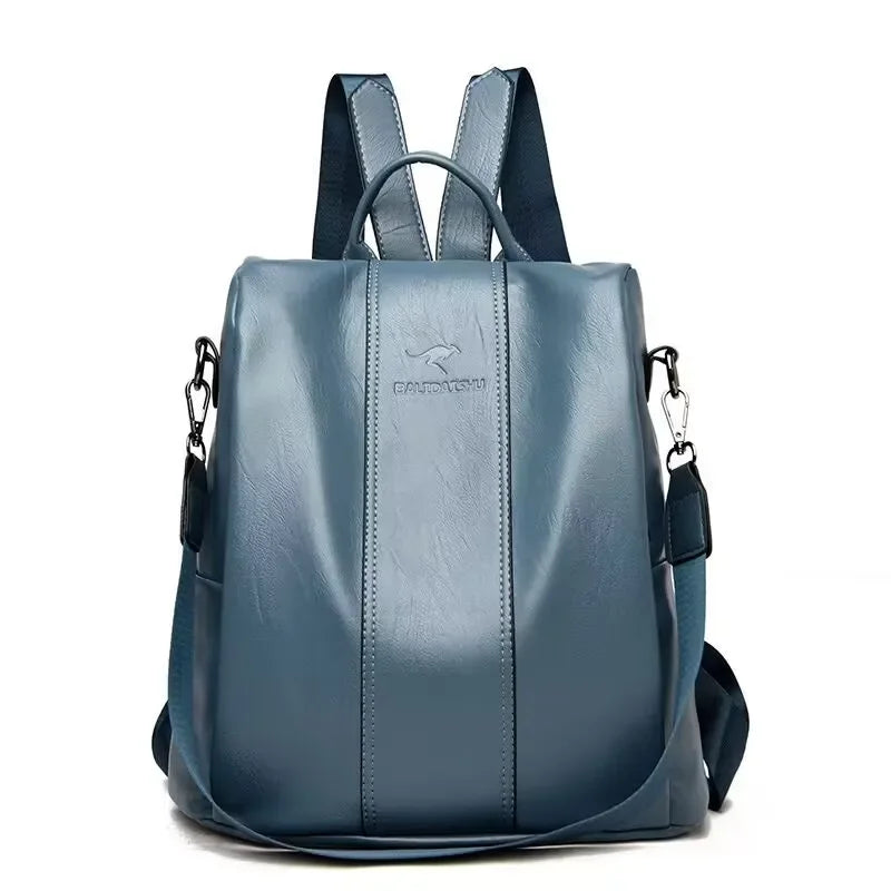 Anti-Theft Leather Backpack for Women - Vintage Shoulder Bag, High Capacity Travel and School Backpack, Mochila Feminina