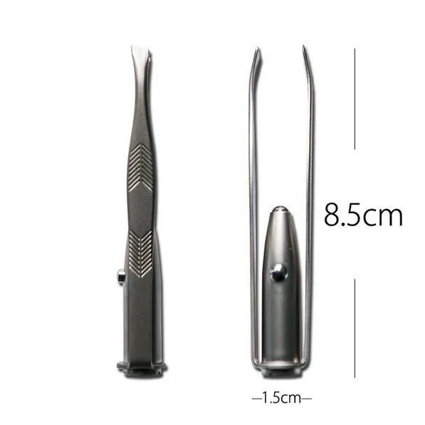 Portable Stainless Steel Eyebrow Tweezer with LED Light — Smart Design Hair Removal Makeup Tool