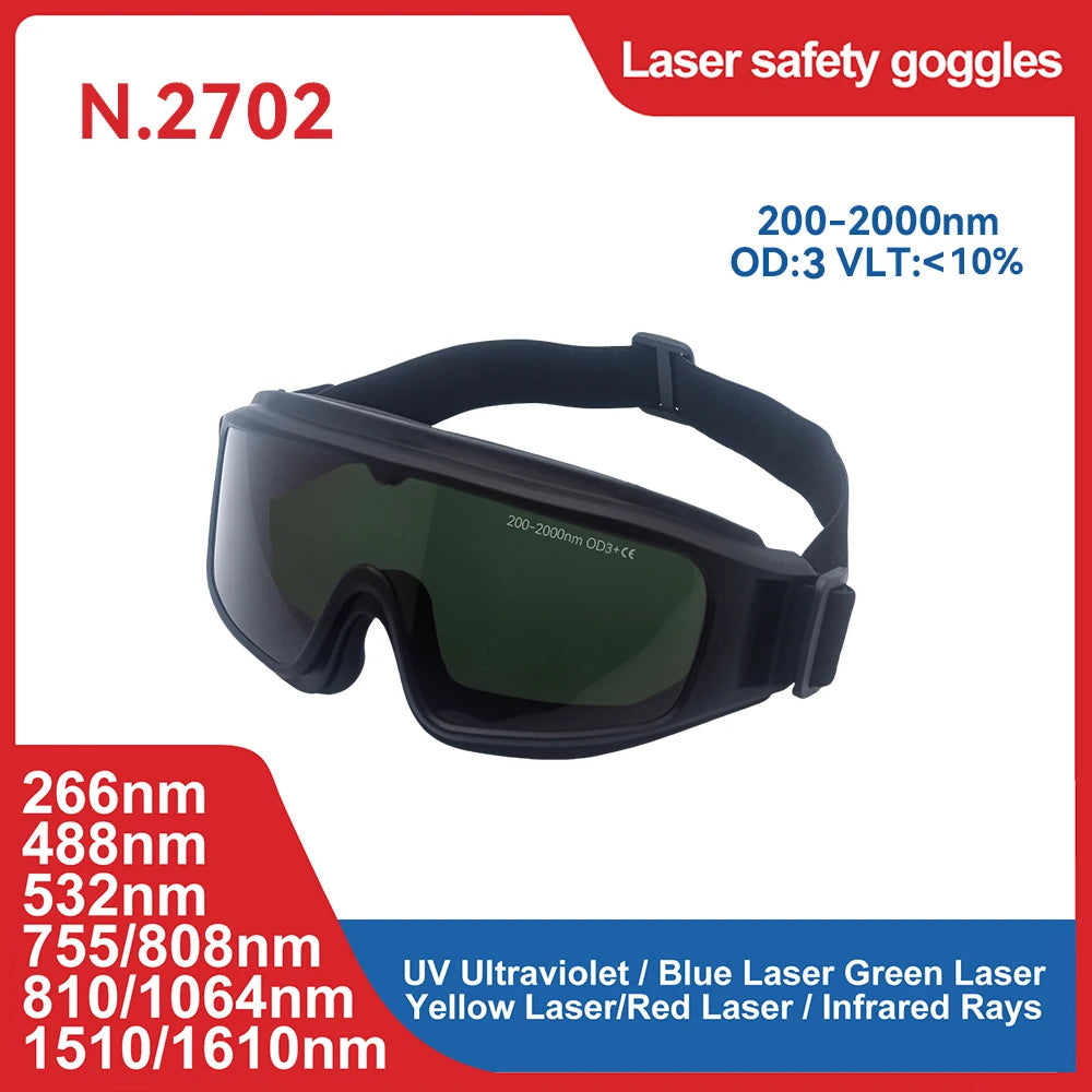 190-2000nm Laser Safety Glasses — Certified Diode Laser Protective Goggles
