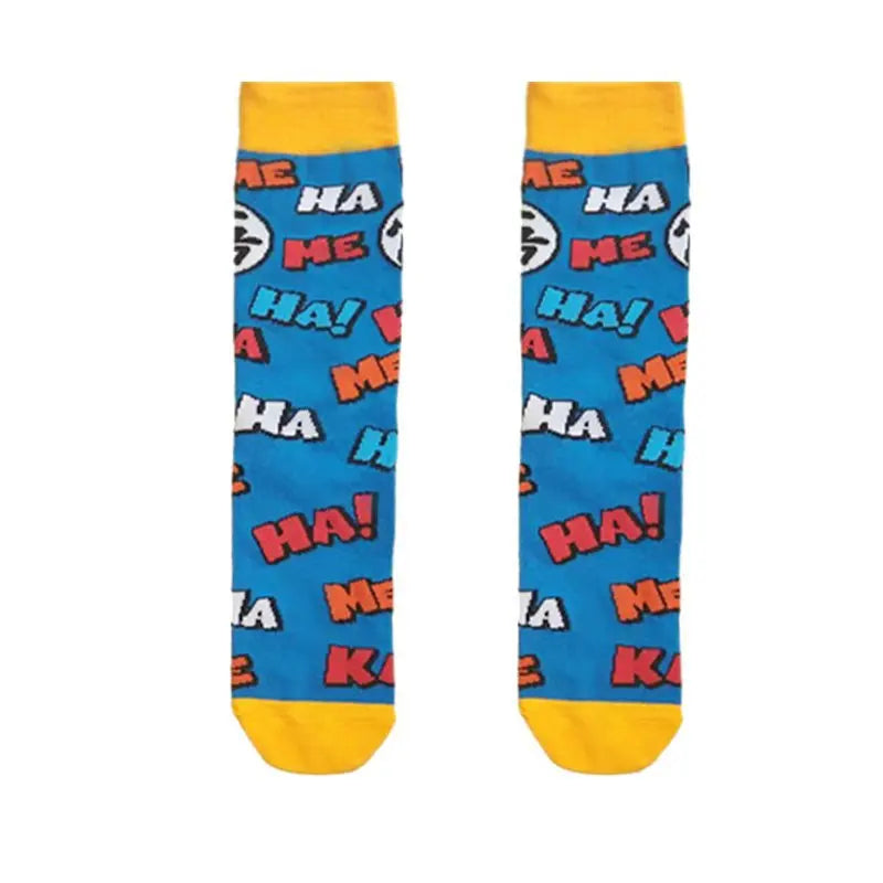 Men’s Dragon Ball Anime Mid Tube Socks - Bandai Cartoon Character Cotton Crew Socks