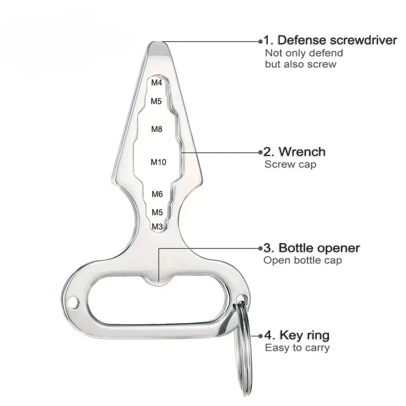 EDC Multi-Tool Keychain - Compact Survival Tool with Bottle Opener & Wrench