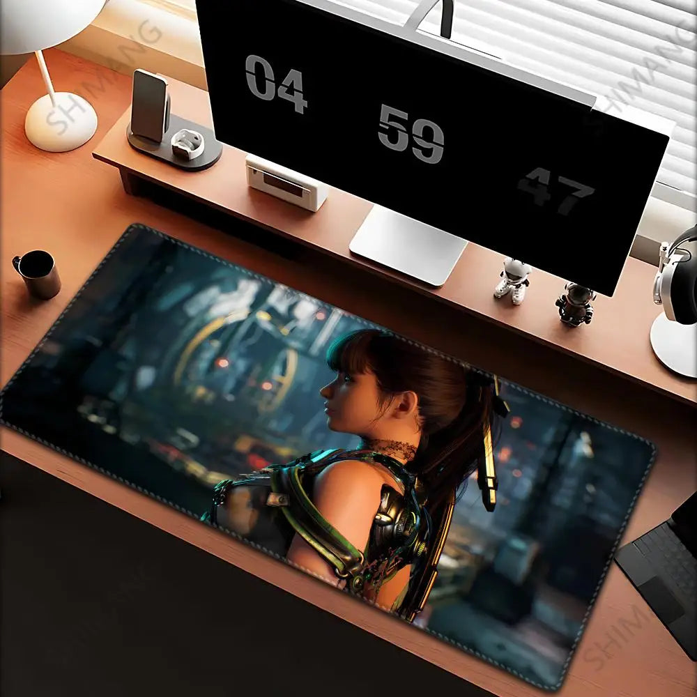 Large Stellar Blade Gaming Mouse Pad - HD Printed Rubber Desk Mat with Lock Edge for Keyboard & Mouse