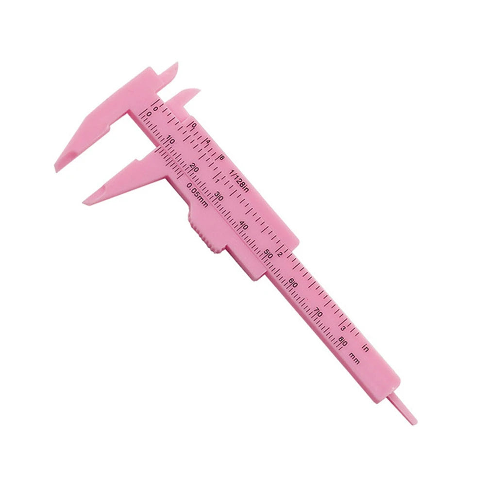 Rose Pink 0-80mm Double Scale Sliding Gauge - Permanent Makeup & Tattoo Measuring Tool for Eyebrow and Lip Lines