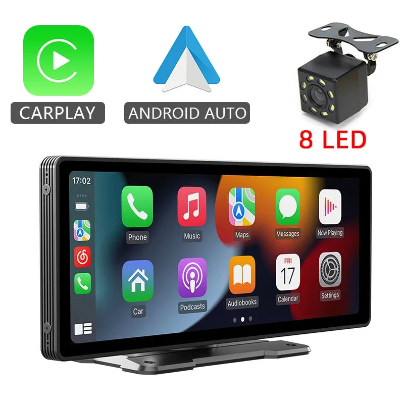 10.26” Car Mirror Multimedia Player – Wireless CarPlay & Android Auto Touch Screen with Bluetooth, AUX & USB Support