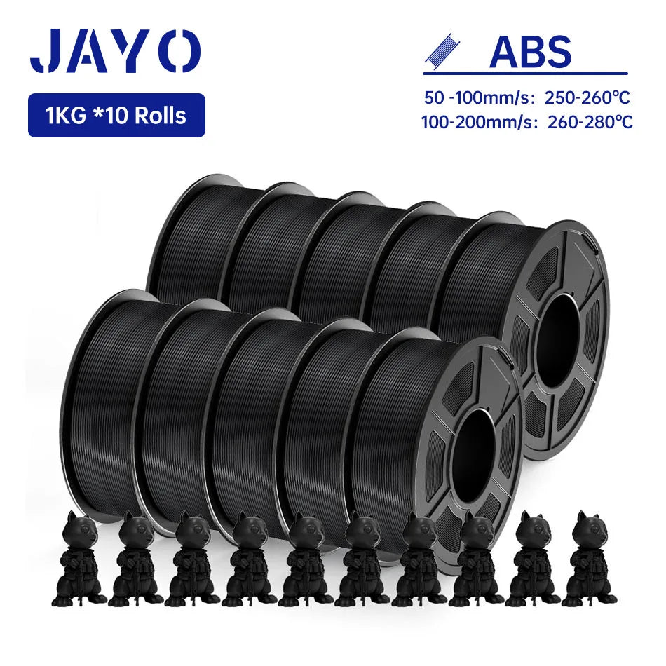 JAYO ABS 3D Printer Filament 1.75mm – High Toughness 1KG/Roll, Available in 1/2/3/5/10 Rolls