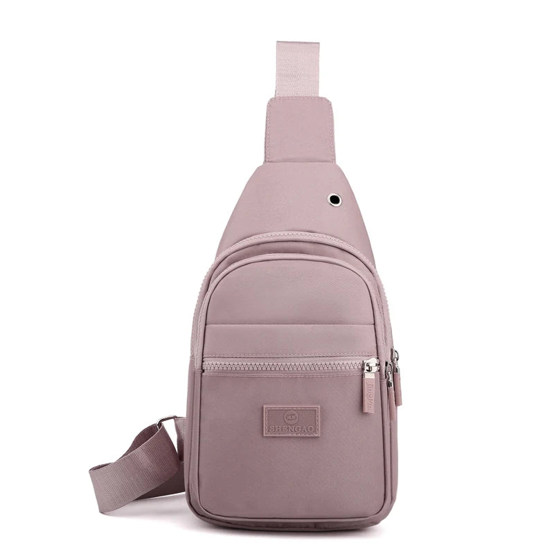 Women's Pure Color Nylon Chest Bag – Casual Shoulder & Crossbody Bag, Fashionable High-Quality Female Bag