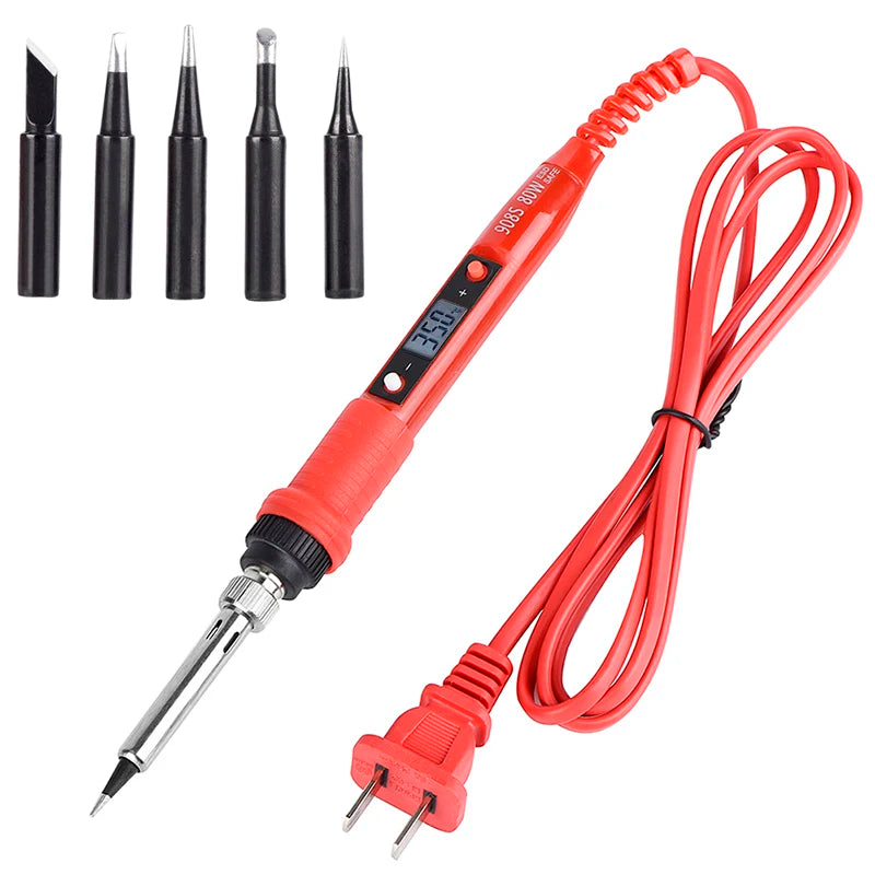 JCD 220V 80W LCD Electric Soldering Iron 908S β Adjustable Temperature with Quality Tips & Soldering Kit