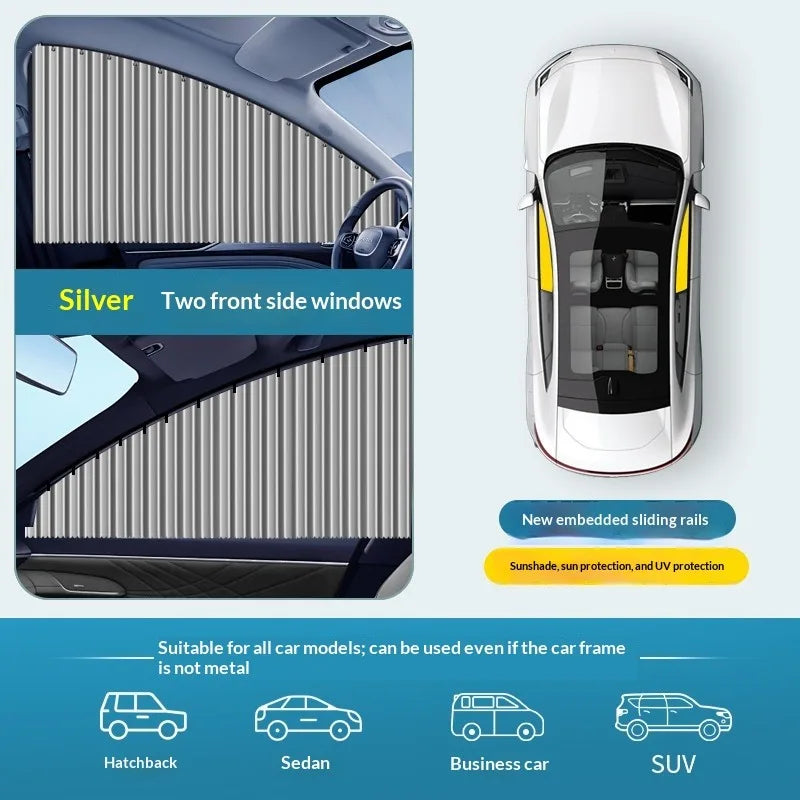 2PCS Universal Car Side Window Sun Shade Curtains – Foldable UV Protection Black Sun Visor Blinds Auto Car Styling Accessories