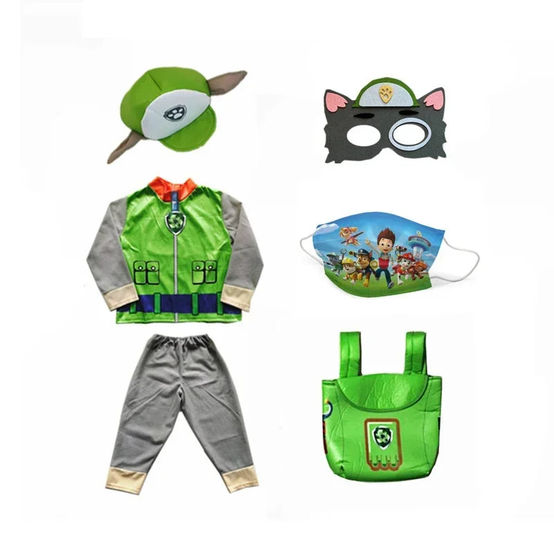 Dog Patrol Kids Costume Set β Cartoon Tops, Pants, Backpack & Hat for Halloween Cosplay
