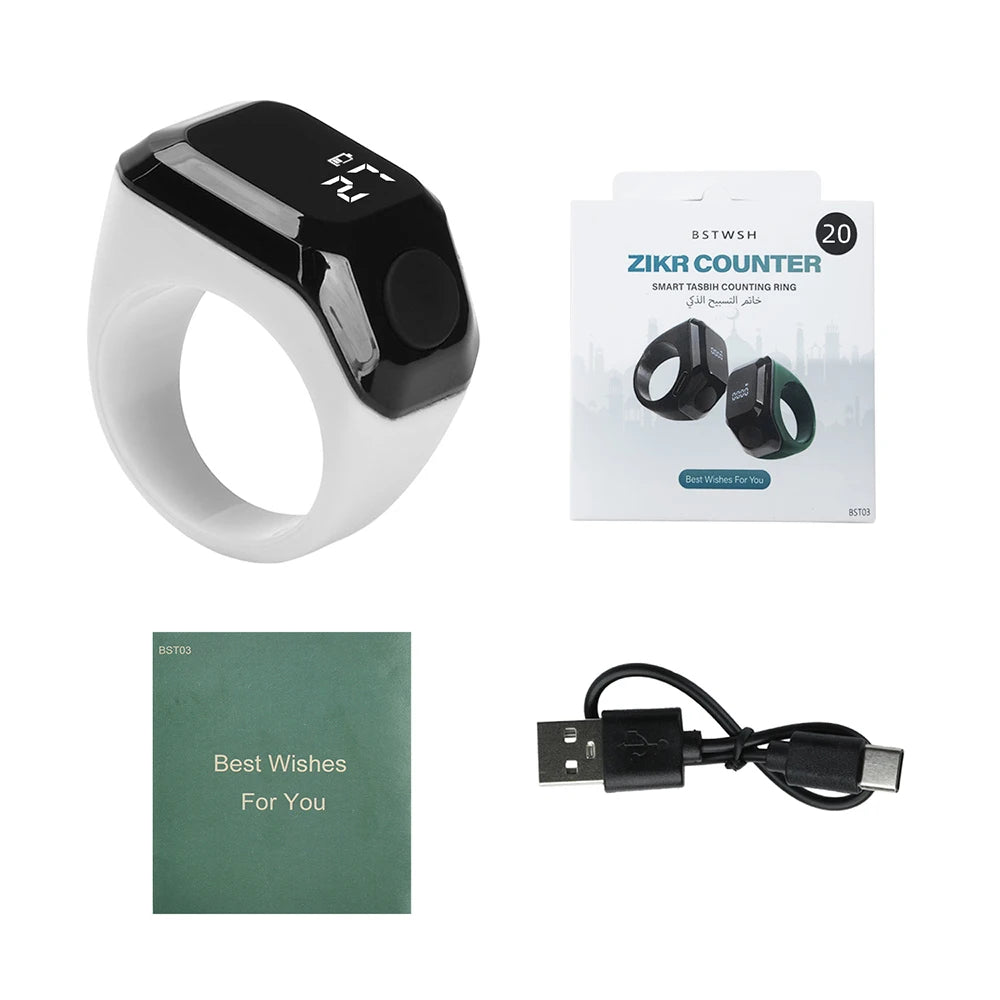 Digital Ring Counter - Bluetooth App Control OLED Display Rechargeable Prayer Counter