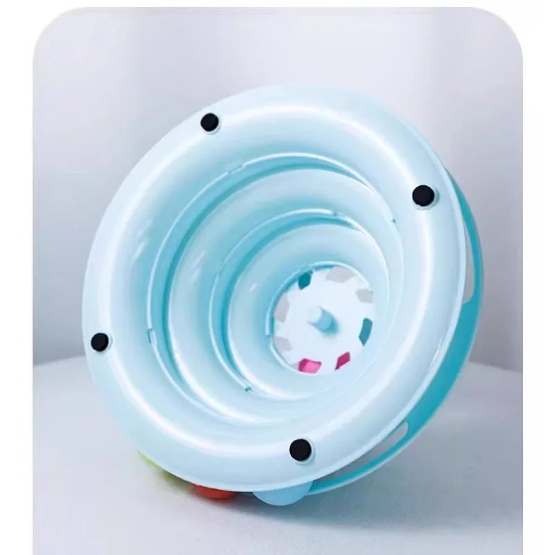 4-Tier Rotating Cat Toy - Multi-Level Rolling Ball Tower for Indoor Cats with Non-Slip Base