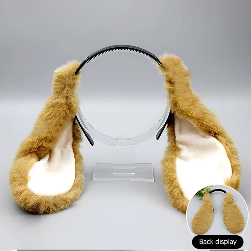 Cute Bunny Ears Headband - Plush Rabbit Hair Hoop Cosplay Accessory for Adults & Parties