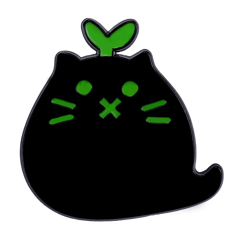Cute Black Cat Enamel Pin – Cartoon Animal Metal Brooch Badge Jewelry Gift for Kids Punk Style