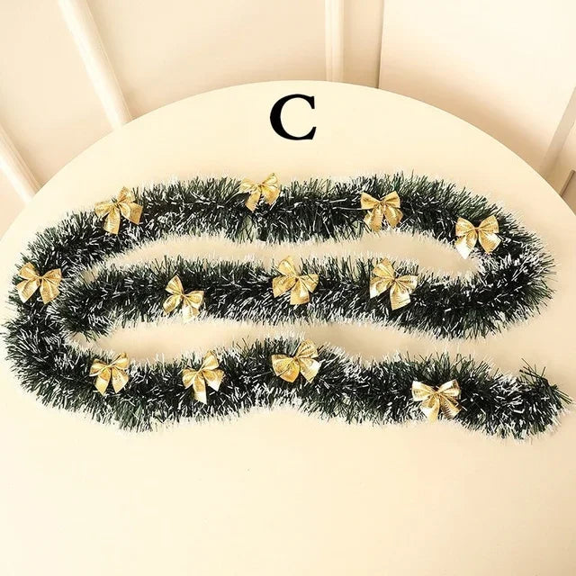 1PCS 2M Christmas Ribbon Garland – Festive Decoration for Tree, Kitchen, Bar Tops, Wedding & Party Ornaments