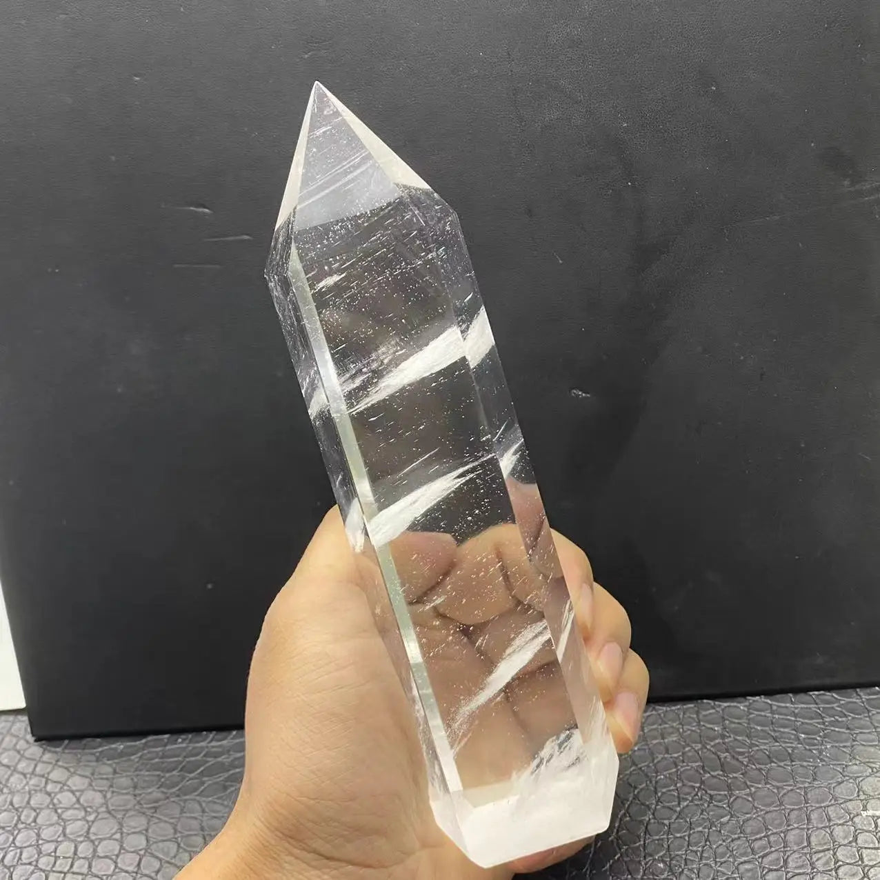Large Clear Quartz Obelisk Crystal Wand – Healing Feng Shui Point for Home Decoration and Crystal Therapy