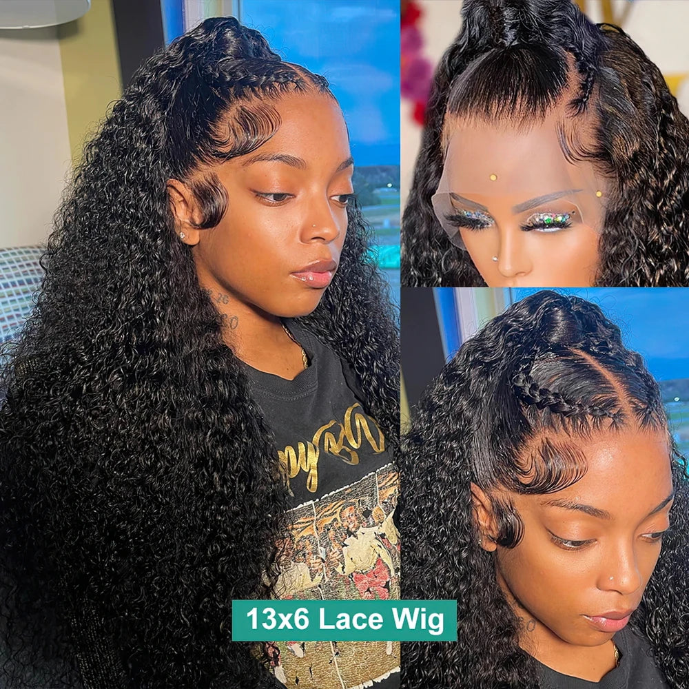 250 Density 360 Full HD Lace Front Human Hair Wig – 30 Inch Pre-Plucked Glueless Deep Curly Wave 13x6 Frontal Wig