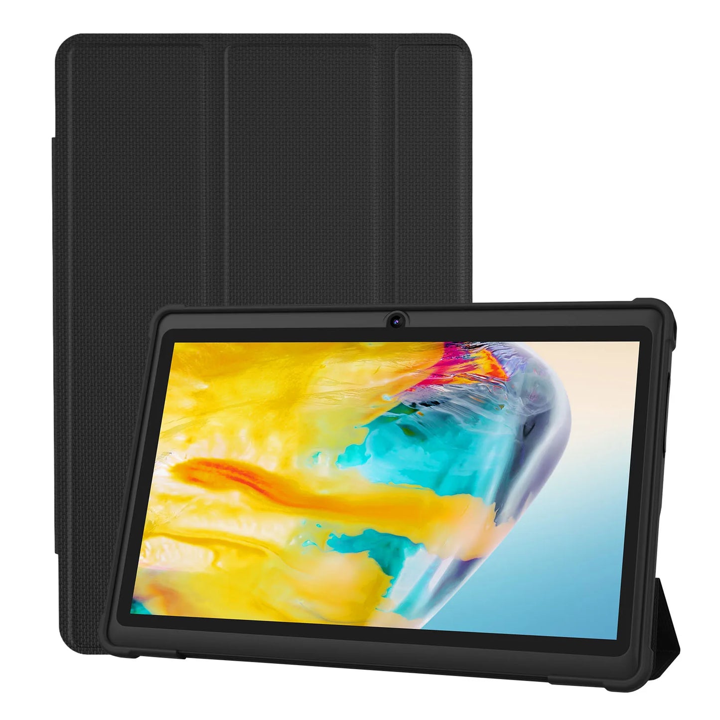 Pritom 7″ Android 13 Tablet PC — Quad-Core, 4GB RAM, 32GB Storage, WiFi, Dual Camera, USB-C with Leather Case