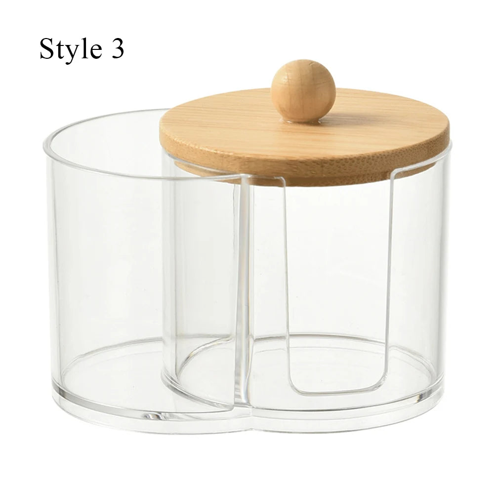Cotton Round Pad & Powder Puff Holder – Dustproof Portable Makeup Organizer Box for Home, Durable Bathroom Storage Jar