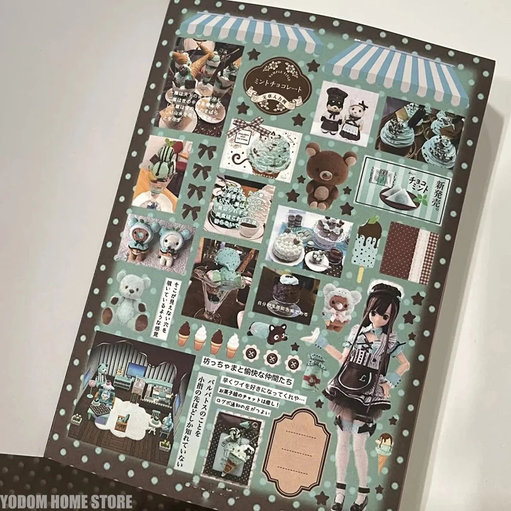 50-Sheet Retro Sticker Book - Cute Food, Animal & Cartoon Stickers