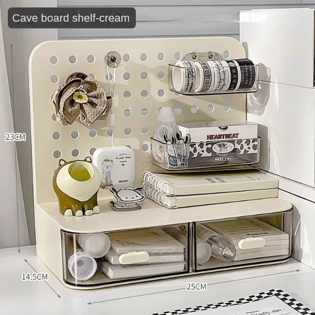 Desktop Perforated Storage Box – Stationery Sorting Rack, Pen Holder & Cosmetics Organizer for Desk & Office