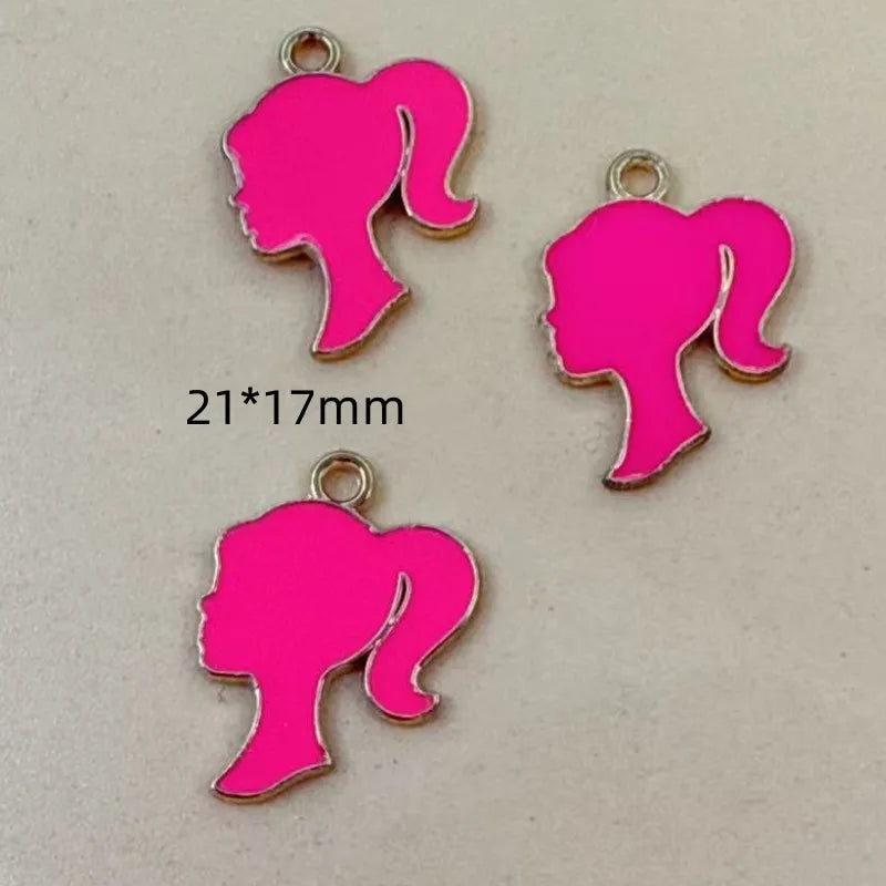 10-Piece Cartoon Girl Head Enamel Charms - DIY Pendants for Earrings, Bracelets, Necklaces & Jewelry Crafts