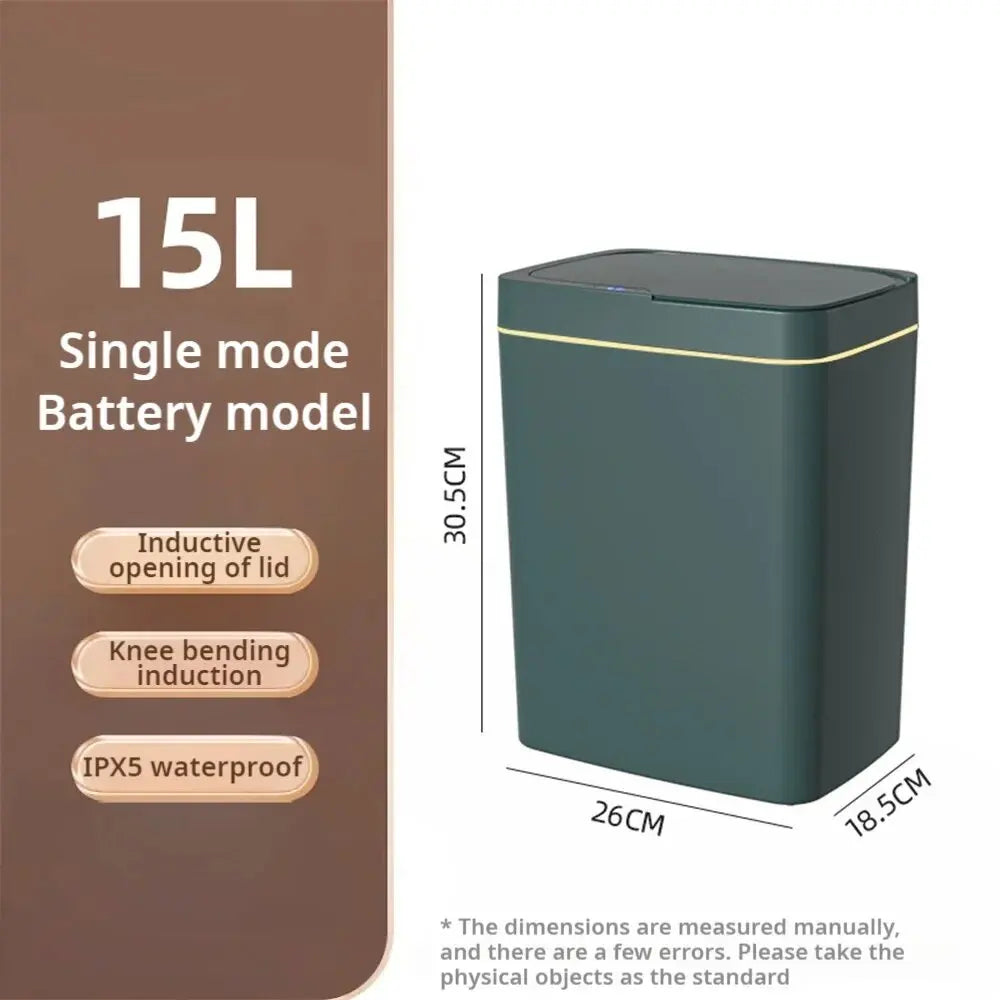 15L Touchless Smart Sensor Trash Can β Waterproof Automatic Garbage Bin for Kitchen, Bathroom & Bedroom