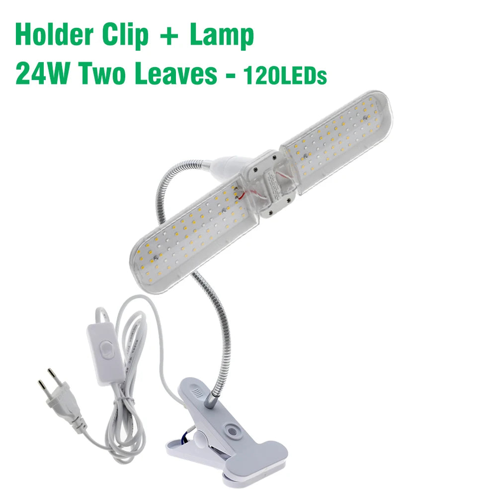 Foldable LED Grow Light E27 Full Spectrum 24W/36W/48W – Plant Growing Phytolamp for Indoor Flowers & Seedlings Growth Lamp