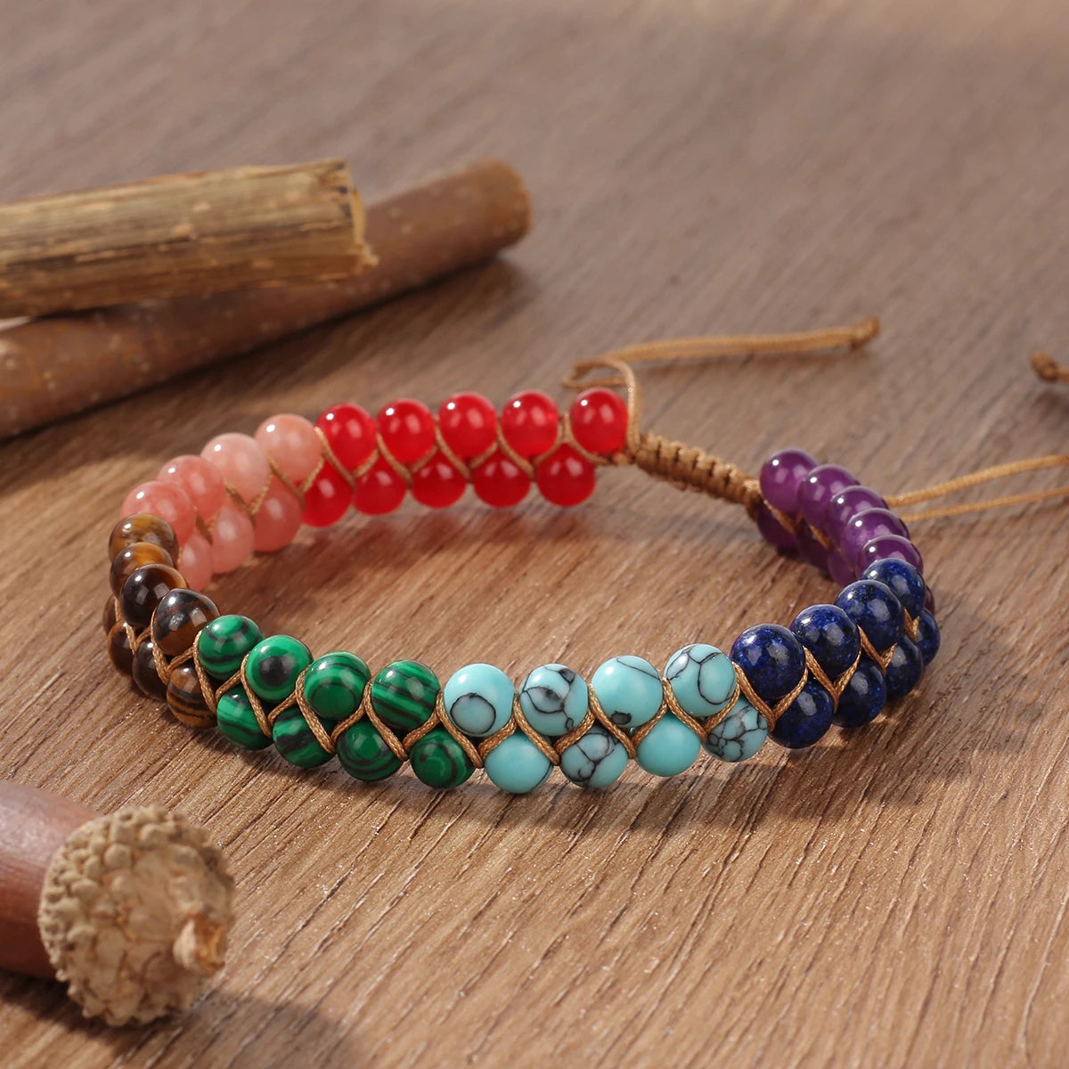 Women's Double Layer Boho Anklet - 7 Chakra Turquoise Beaded Beach Jewelry