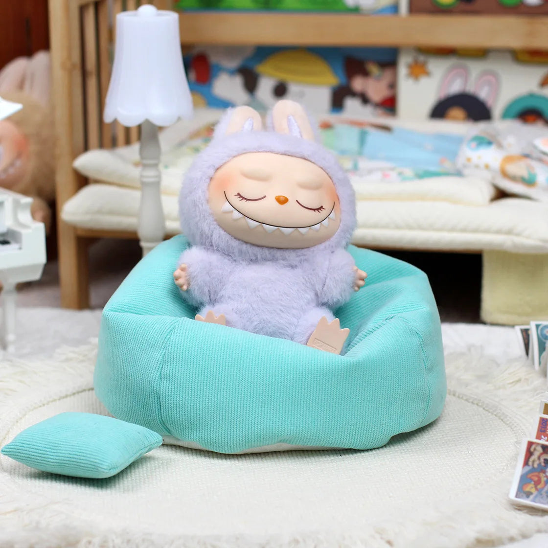 Labubu V2 & V3 Doll Accessories – 17CM Kawaii Mini Sofa Bed Clothes for Birthday Gifts