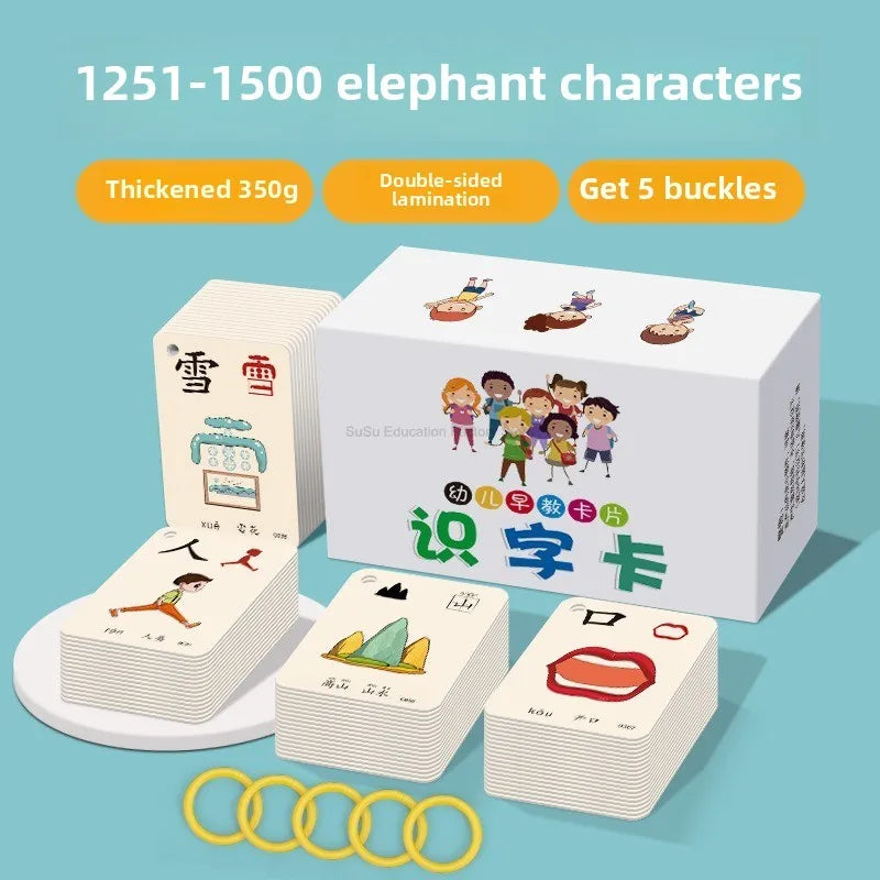 250-Word Picture Learning Cards for Kids – Hanzi, Pinyin & Literacy Enlightenment Flashcards for Kindergarten Education