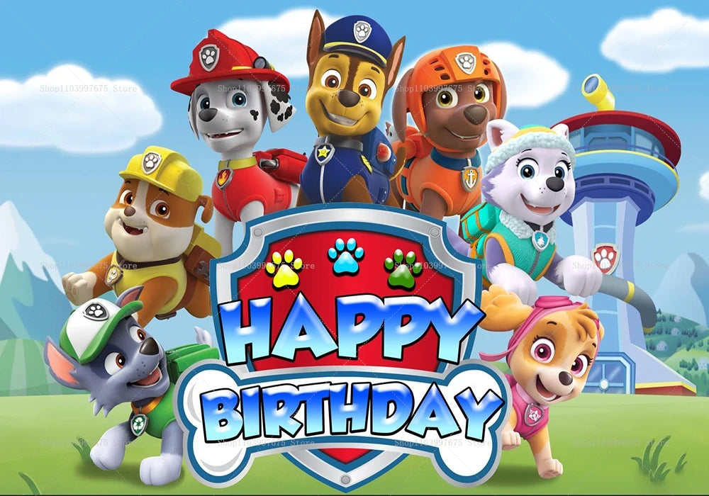 Paw Patrol Birthday Party Backdrop – Kids Party Decorations, Photography Background & Baby Shower Banner