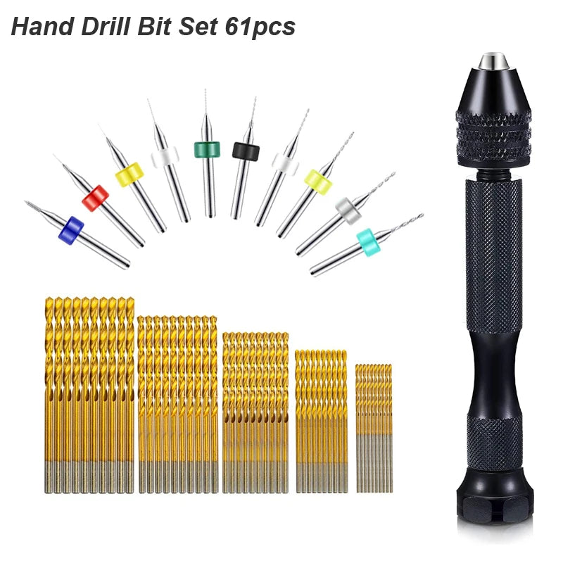 Micro Mini Pin Vise Hand Drill Set – Precision Twist Bit Rotary Tool for DIY Crafts, Jewelry, Resin & PCB Work