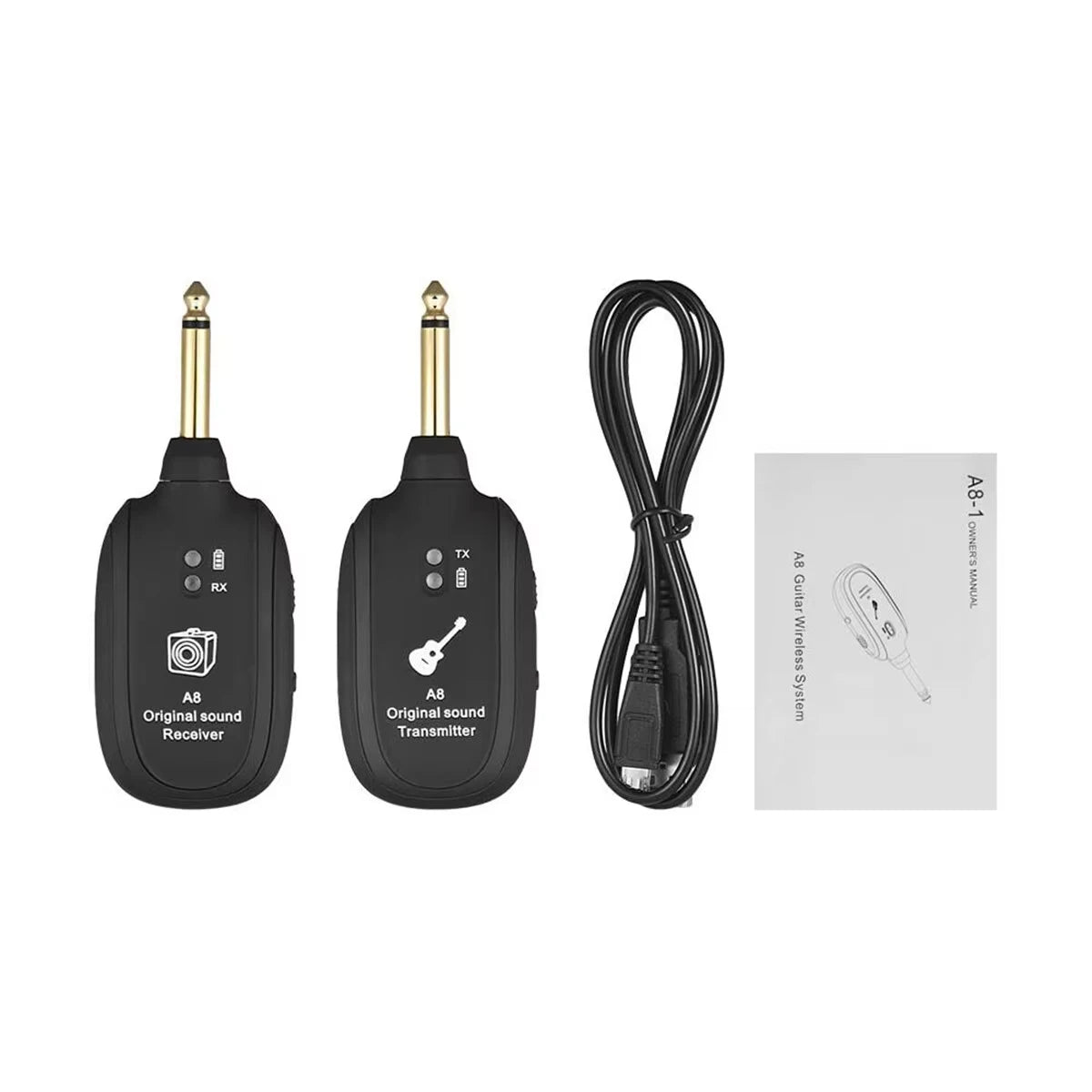 Miwayer A8 Wireless Guitar System - Rechargeable Transmitter and Receiver for Electric Guitar and Bass