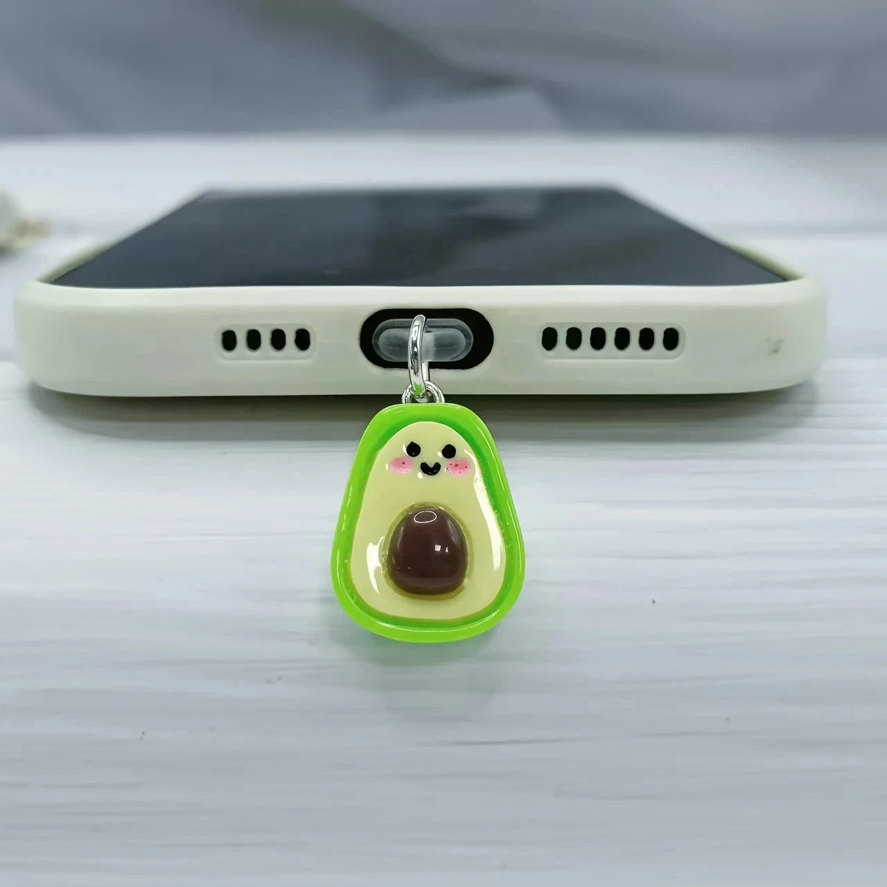 Fruit Phone Dust Plug Set - Cute Lemon, Grape, Cherry & Avocado Charging Port Protector Pendant for Girls
