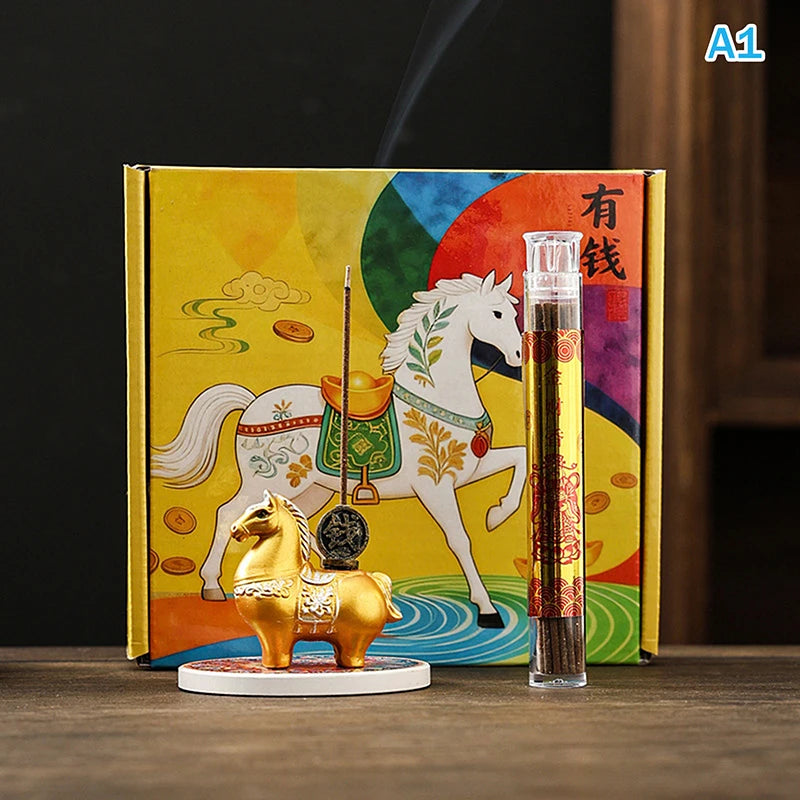 2026 Year of the Horse Incense Burner - Creative Resin & Ceramic Zodiac Incense Stick Holder & Ornament