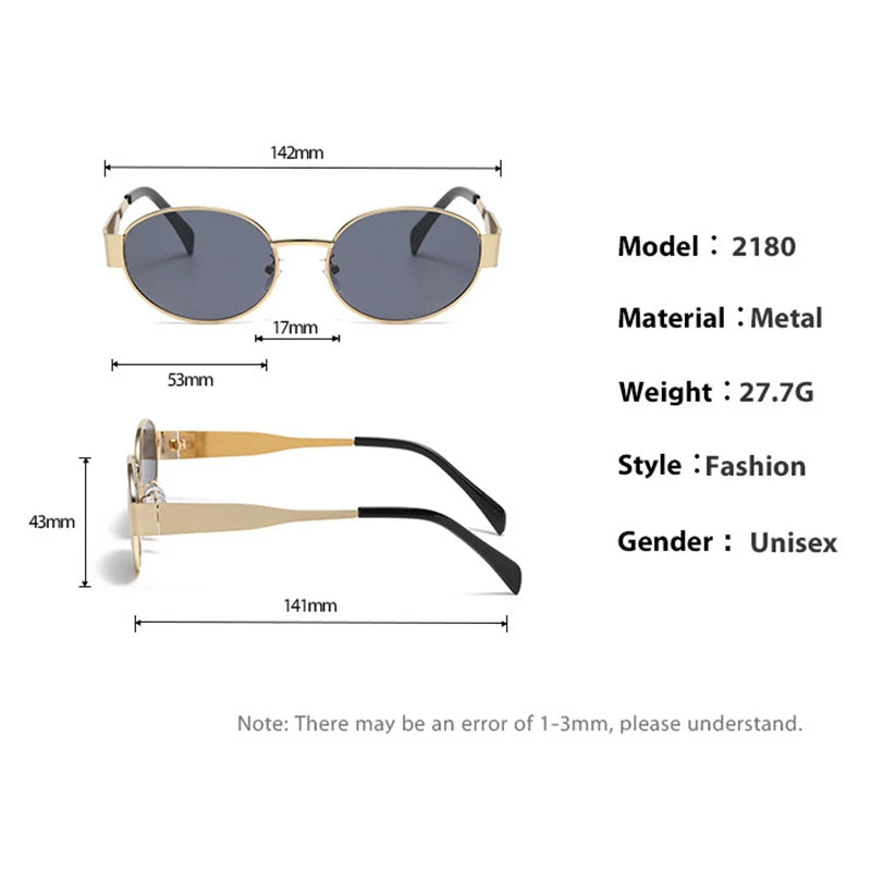 4PCS Oval Metal Fashion Sunglasses - Small Round Personality Beach Eyewear Accessories for Women
