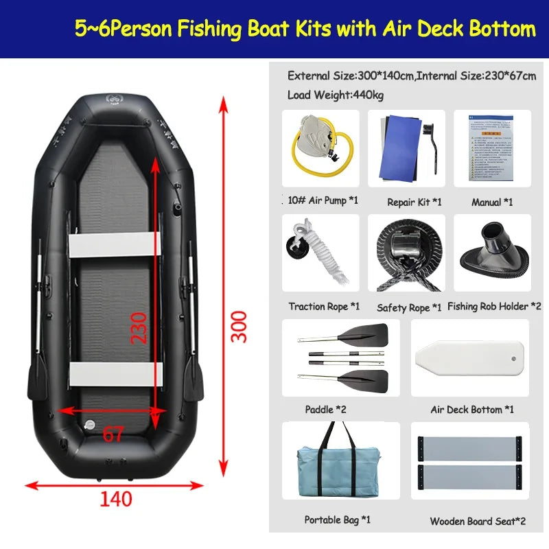 Professional Inflatable Boat Raft Dinghy for Adults – Tear-Resistant Foldable Kayak Canoe Fishing & Drifting Boat