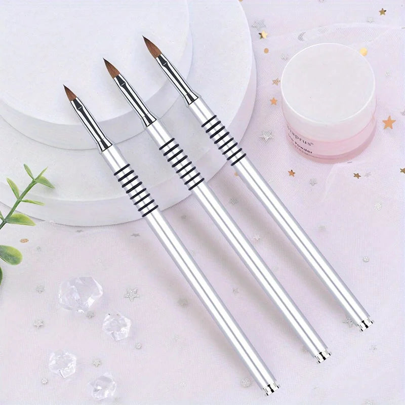 Silver Nail Art Brush – Metal Rod Crystal Nail Pen for 3D Sculpting & Light Therapy Manicure Design
