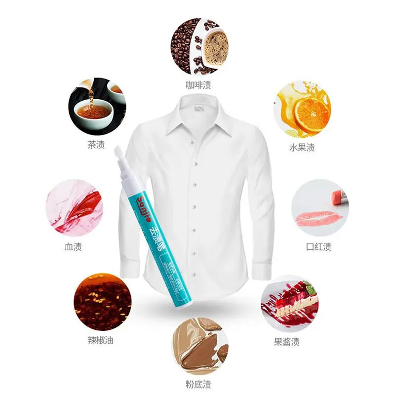 Magic Stain Remover Pen - Portable, Washing-Free Solution for Clothing Stains, Ideal for Oil and Red Wine on T-Shirts