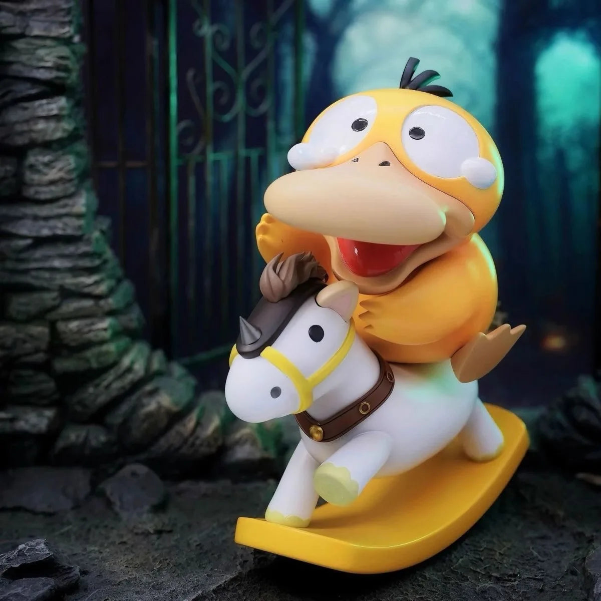 Pokemon Psyduck Rocking Horse Figure – GK Anime Desktop Decoration, Collectible Doll Statue, Holiday Gift