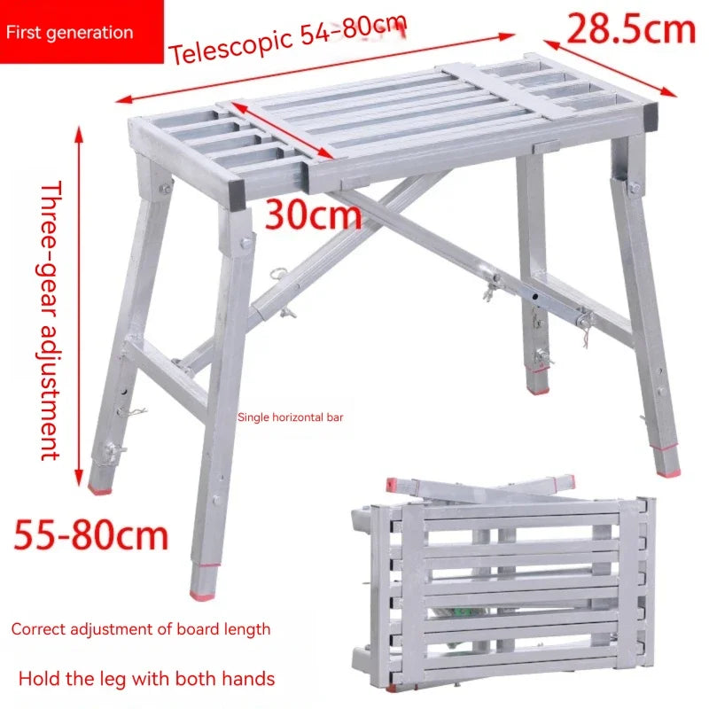 Telescopic Folding Step Stool Scaffolding Ladder β Thickened Multifunctional Adjustable Engineering & Indoor Work Platform for Decoration & Home Use
