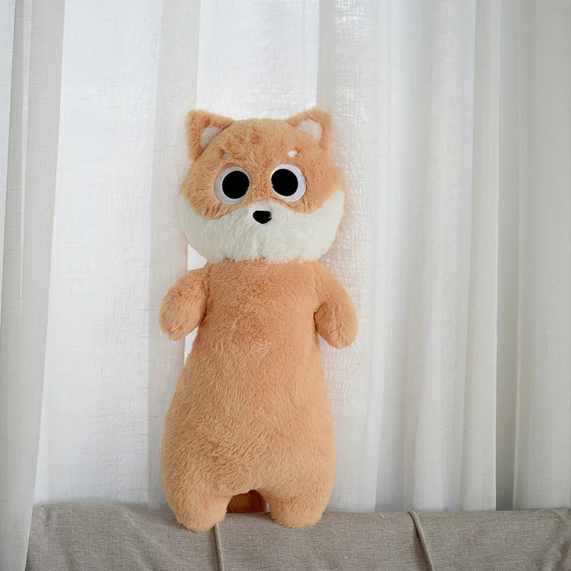 Kawaii Siamese Cat Plush Toy – Long Oblong Orange & Black Kitten Nap Pillow for Kids, Bed Decor & Hug Cushion