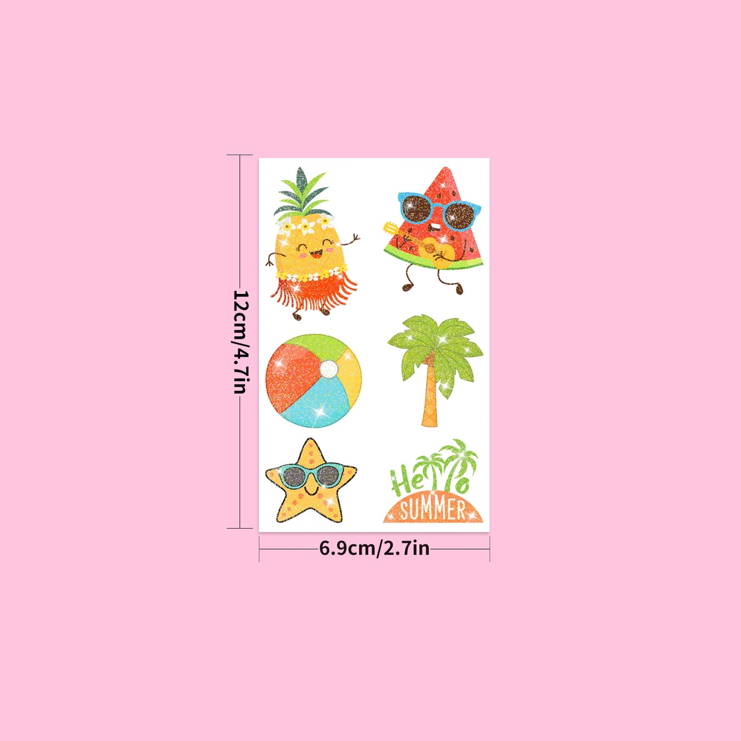 120PCS Glitter Temporary Tattoos - Summer Hawaiian Luau Party Favors for Adults